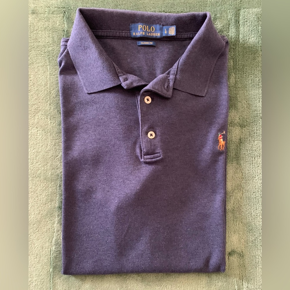 Polo by Ralph Lauren soft cotton, Size L, blueish polo shirt, Great Shirt (4048)